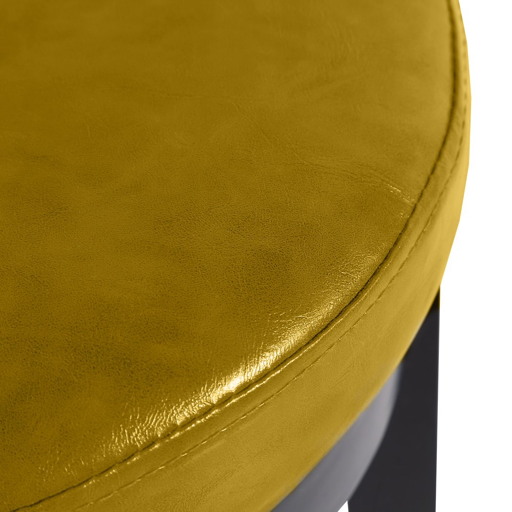 Two Levede 75cm swivel bar stools with solid wood frame and PU leather seat, featuring a bronze-finished footrest.