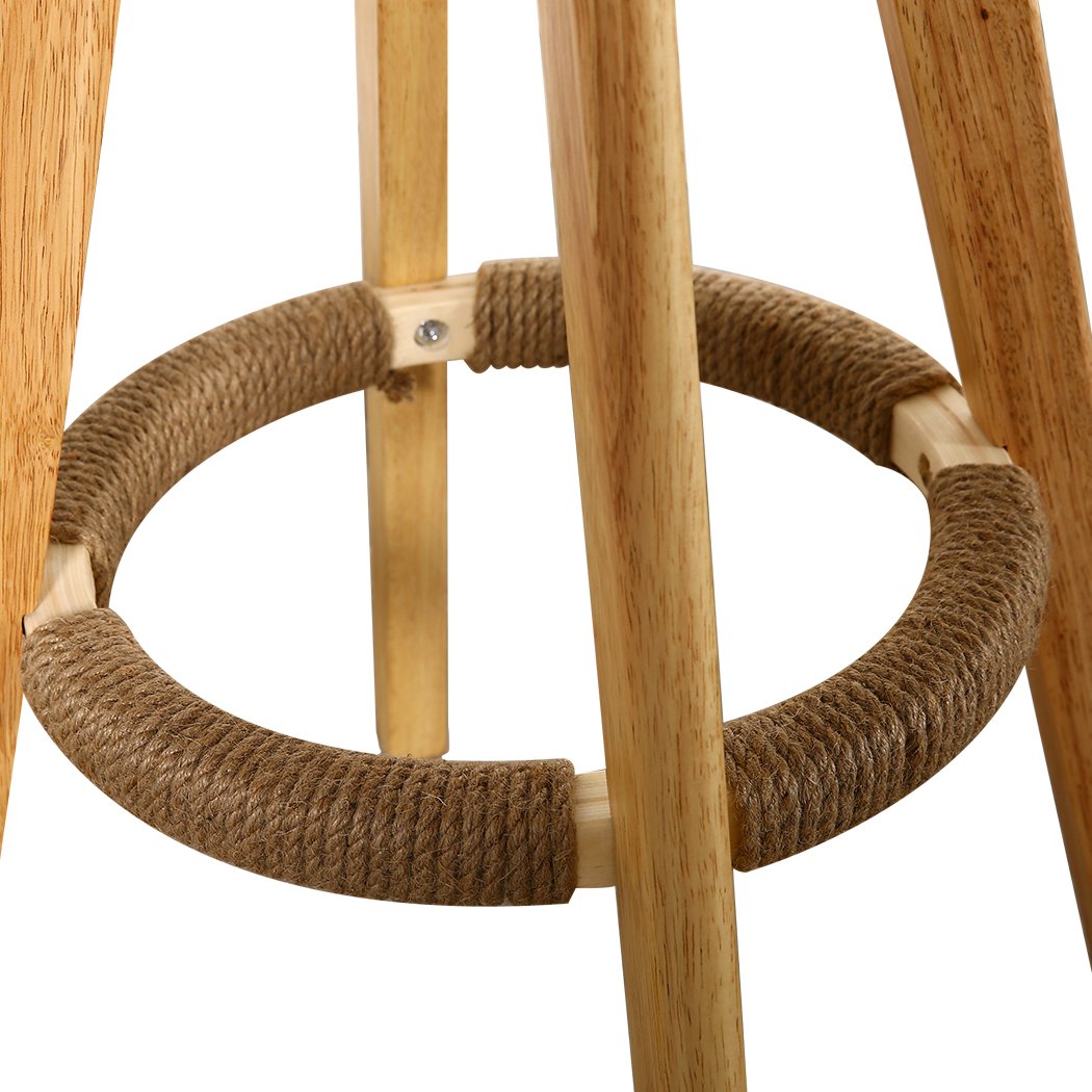 Two stylish Levede Fabric Swivel Bar Stools in sage color, showcasing their comfortable design and solid wood construction.