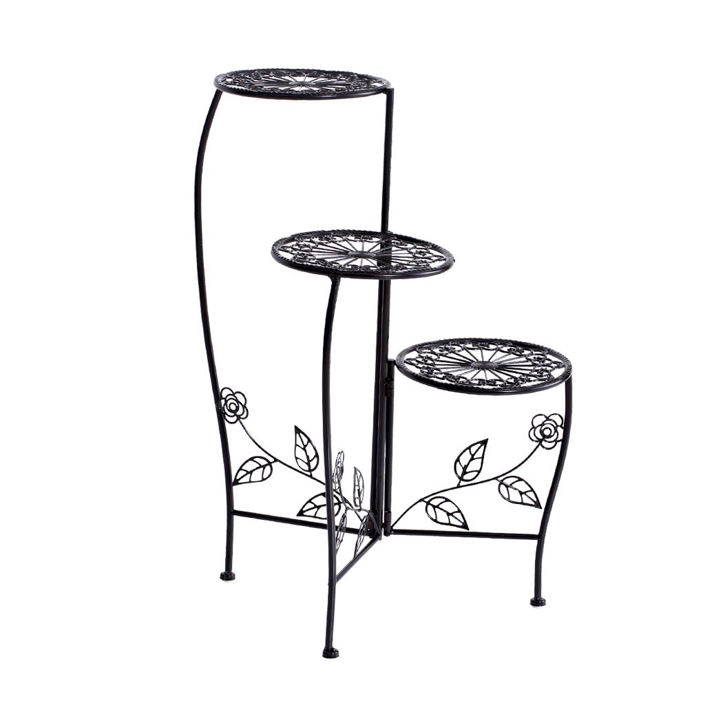 Levede Flower Shape Metal Plant Stand with two stands, showcasing a stylish design for indoor and outdoor plant display.