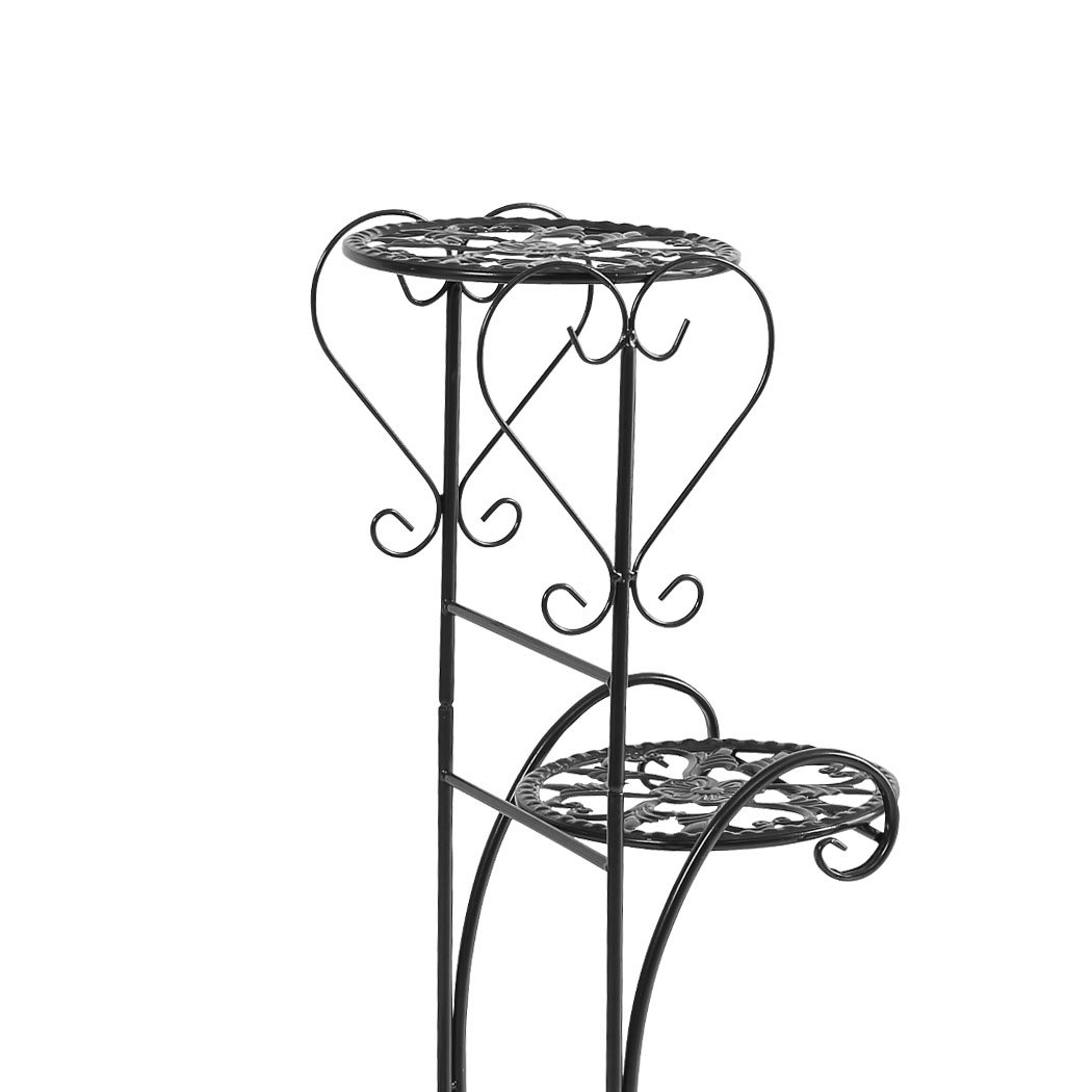 Levede Flower Shape Metal Plant Stand with two stands, showcasing a stylish design for indoor and outdoor plant display.