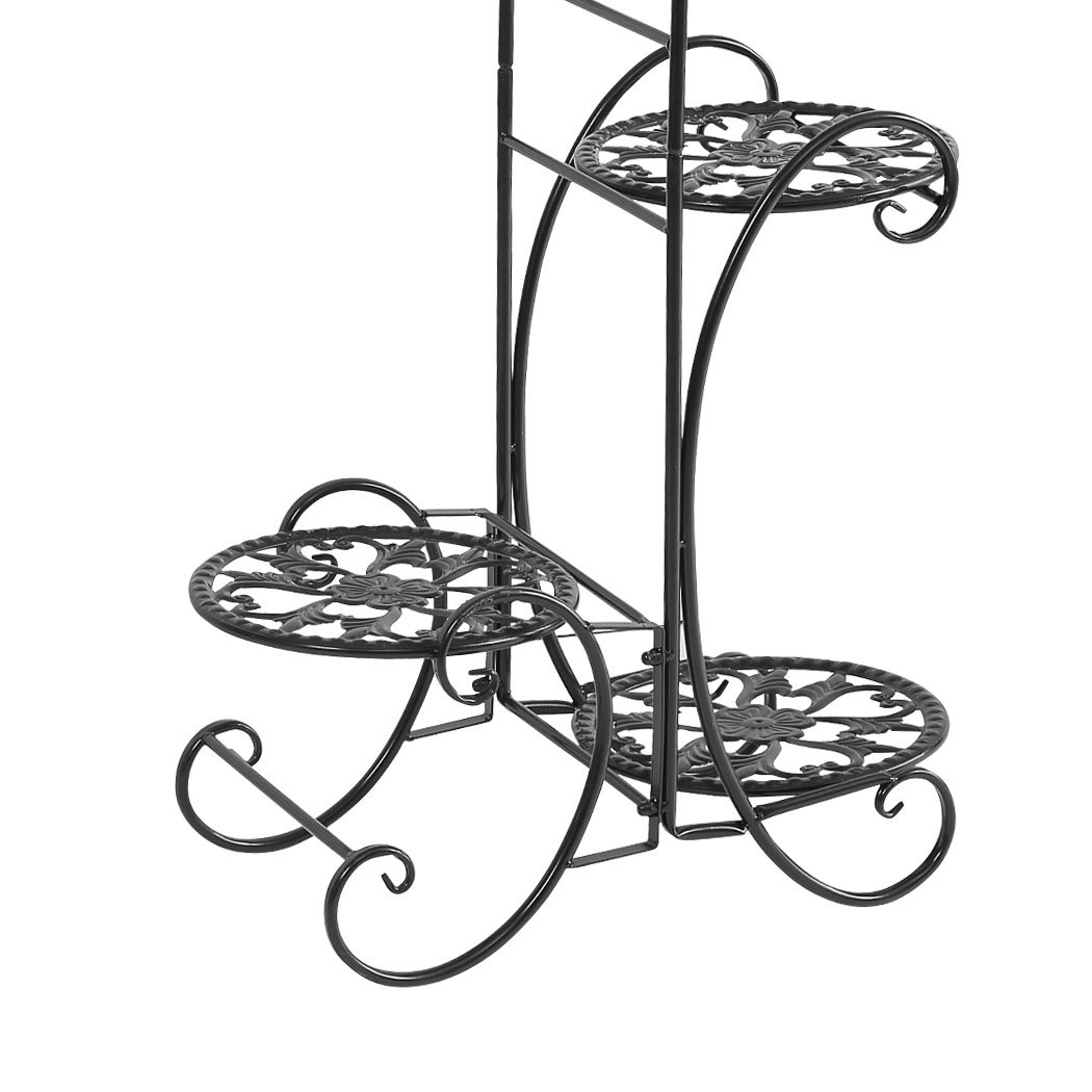 Levede Flower Shape Metal Plant Stand with two stands, showcasing a stylish design for indoor and outdoor plant display.