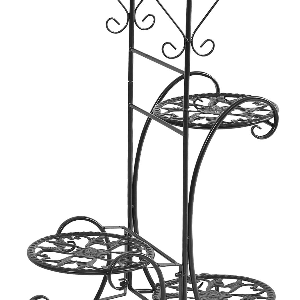 Levede Flower Shape Metal Plant Stand with two stands, showcasing a stylish design for indoor and outdoor plant display.