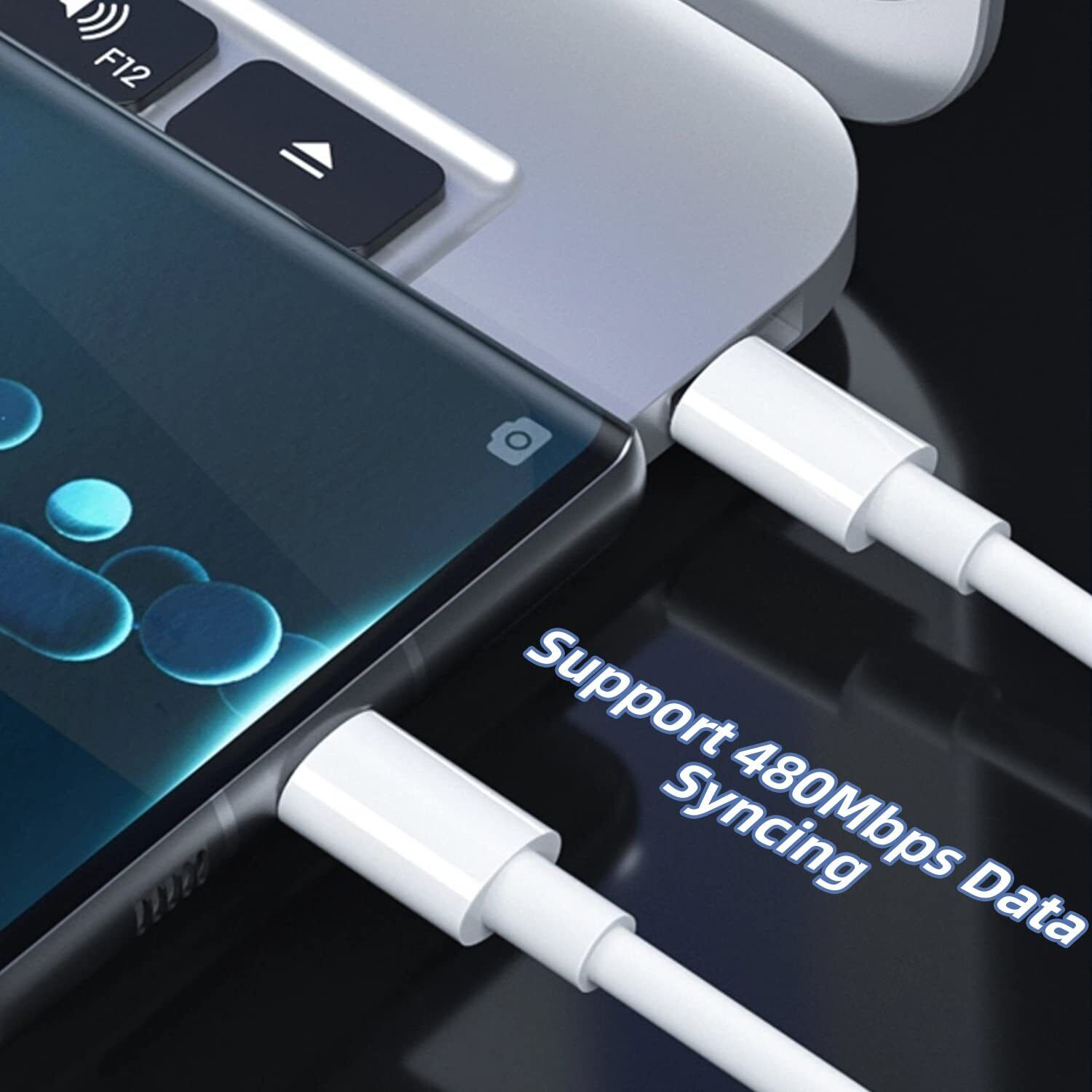 Three 6FT USB-C to USB-C cables designed for fast charging and data transfer, featuring durable nylon design and aluminum connectors.