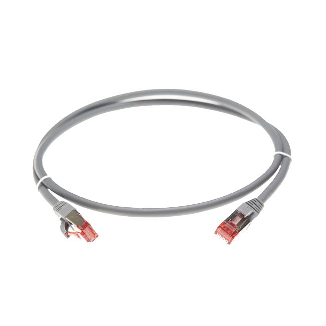 30m Cat 6A S/FTP LSZH Ethernet Network Cable in grey color, showcasing RJ45 connectors and low smoke zero halogen jacket.