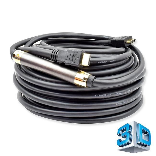 30M High Speed HDMI® cable with Ethernet, featuring gold plated connectors and a built-in signal booster for optimal performance.