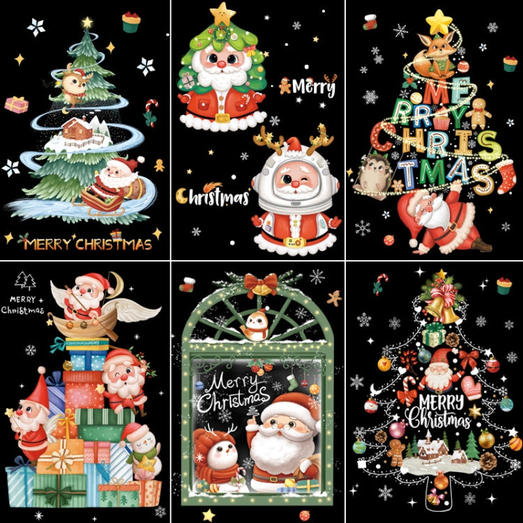 30x45cm Christmas static wall stickers featuring Santa Claus, snowman, and reindeer designs, perfect for window decoration.