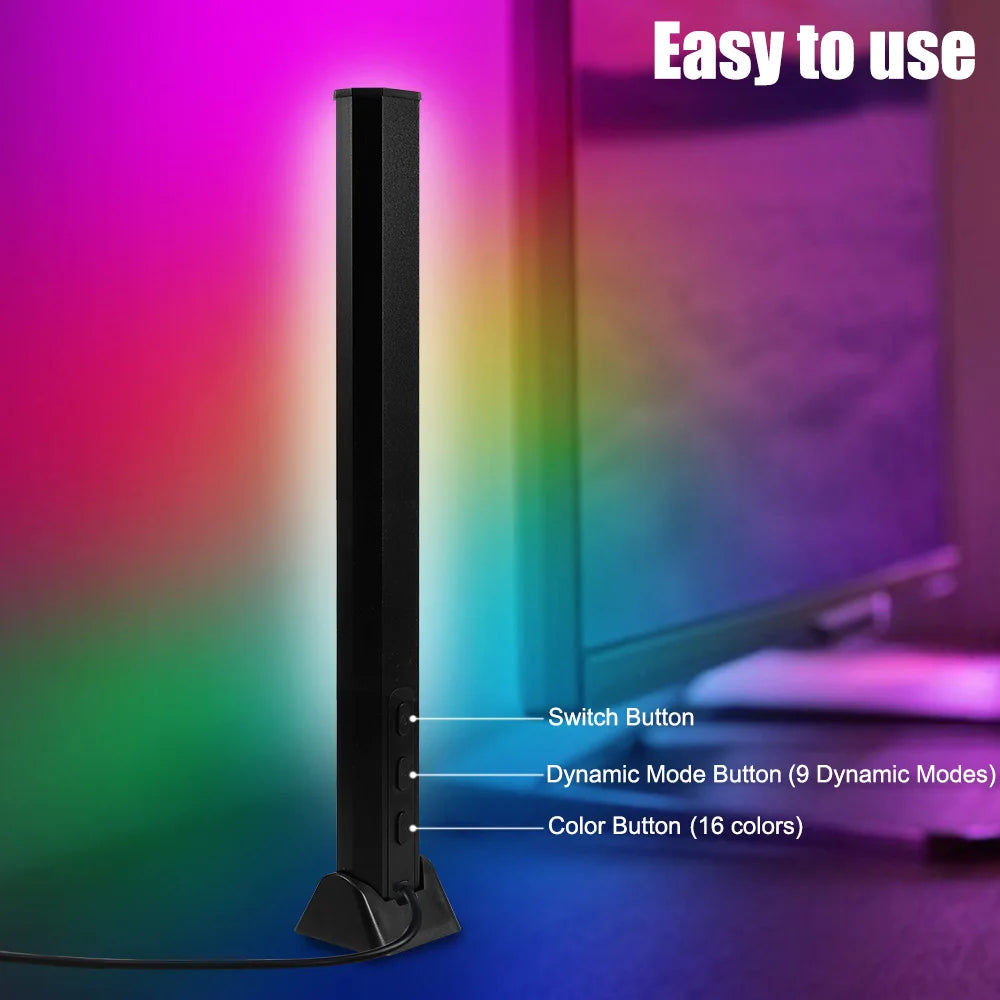 32 Bit Atmosphere Indoor Lighting LED Pickup Rhythm Lights showcasing vibrant RGB colors in a stylish black design.