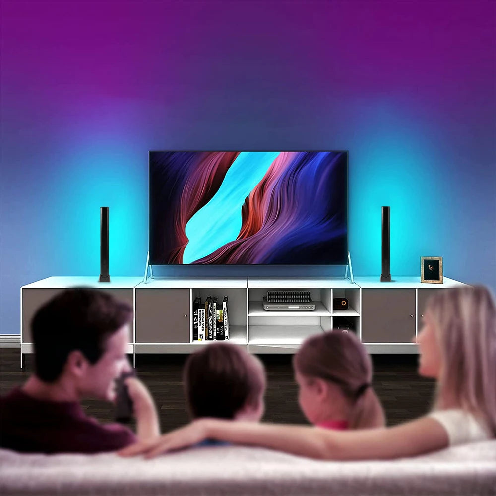 32 Bit Atmosphere Indoor Lighting LED Pickup Rhythm Lights showcasing vibrant RGB colors in a stylish black design.