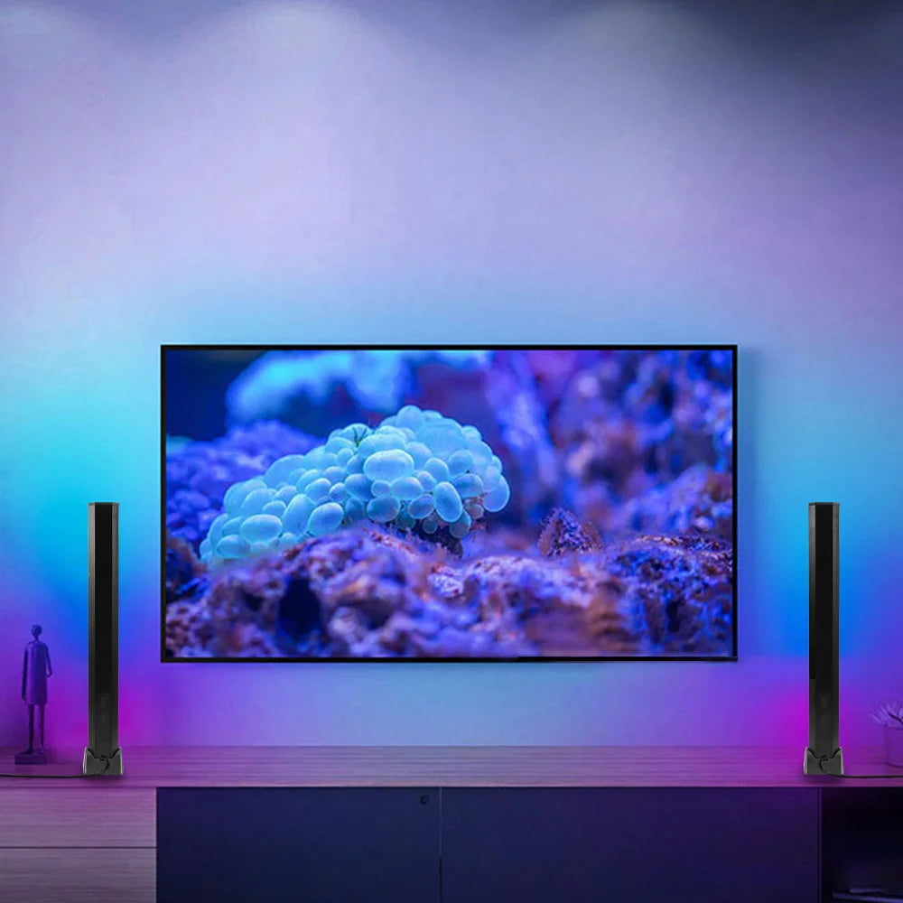 32 Bit Atmosphere Indoor Lighting LED Pickup Rhythm Lights showcasing vibrant RGB colors in a stylish black design.