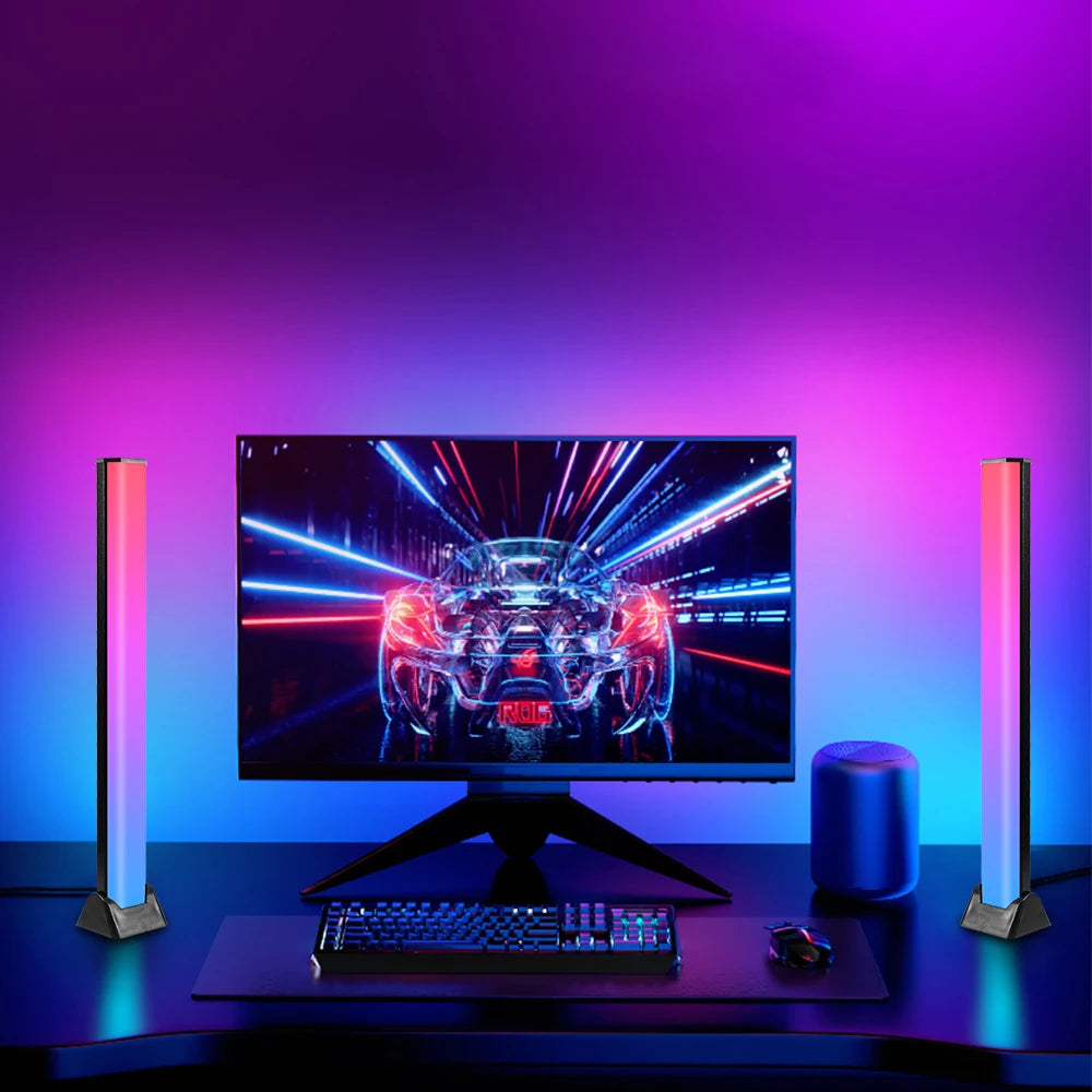 32 Bit Atmosphere Indoor Lighting LED Pickup Rhythm Lights showcasing vibrant RGB colors in a stylish black design.