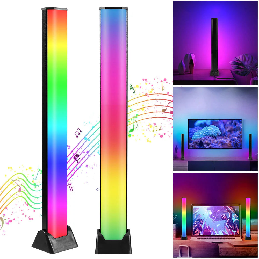 32 Bit Atmosphere Indoor Lighting LED Pickup Rhythm Lights showcasing vibrant RGB colors in a stylish black design.
