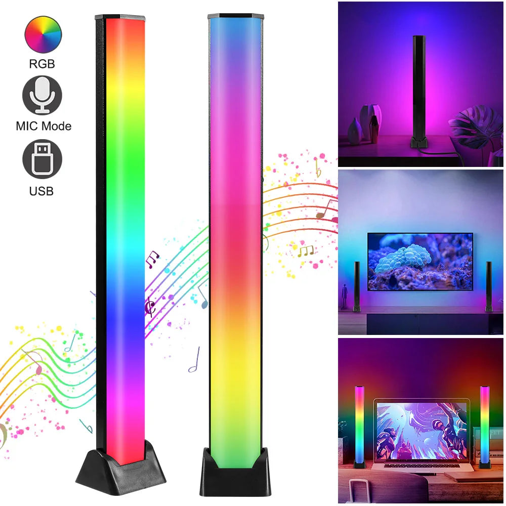 32 Bit Atmosphere Indoor Lighting LED Pickup Rhythm Lights showcasing vibrant RGB colors in a stylish black design.