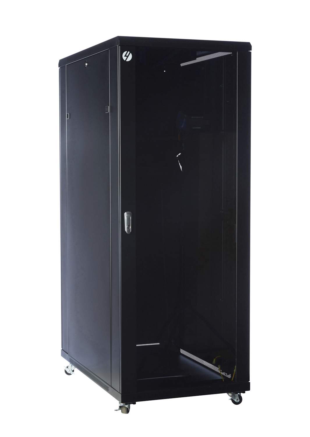 32RU 600mm Wide x 1000mm Deep Server Rack with lockable tempered glass front door and solid steel side panels, showcasing its robust design.