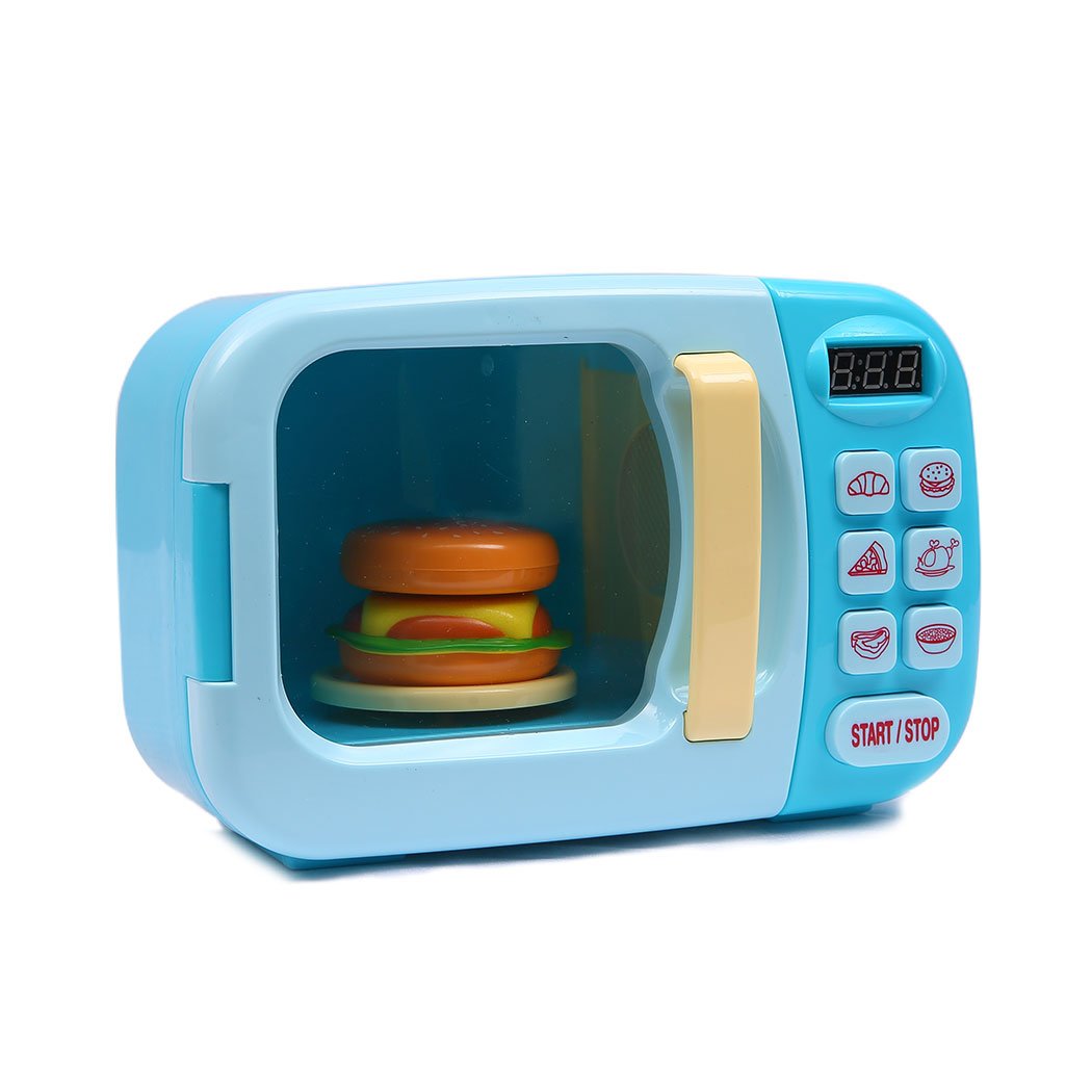 Colorful 32x Kids Kitchen Play Set featuring an electric microwave oven and various cooking accessories for imaginative play.