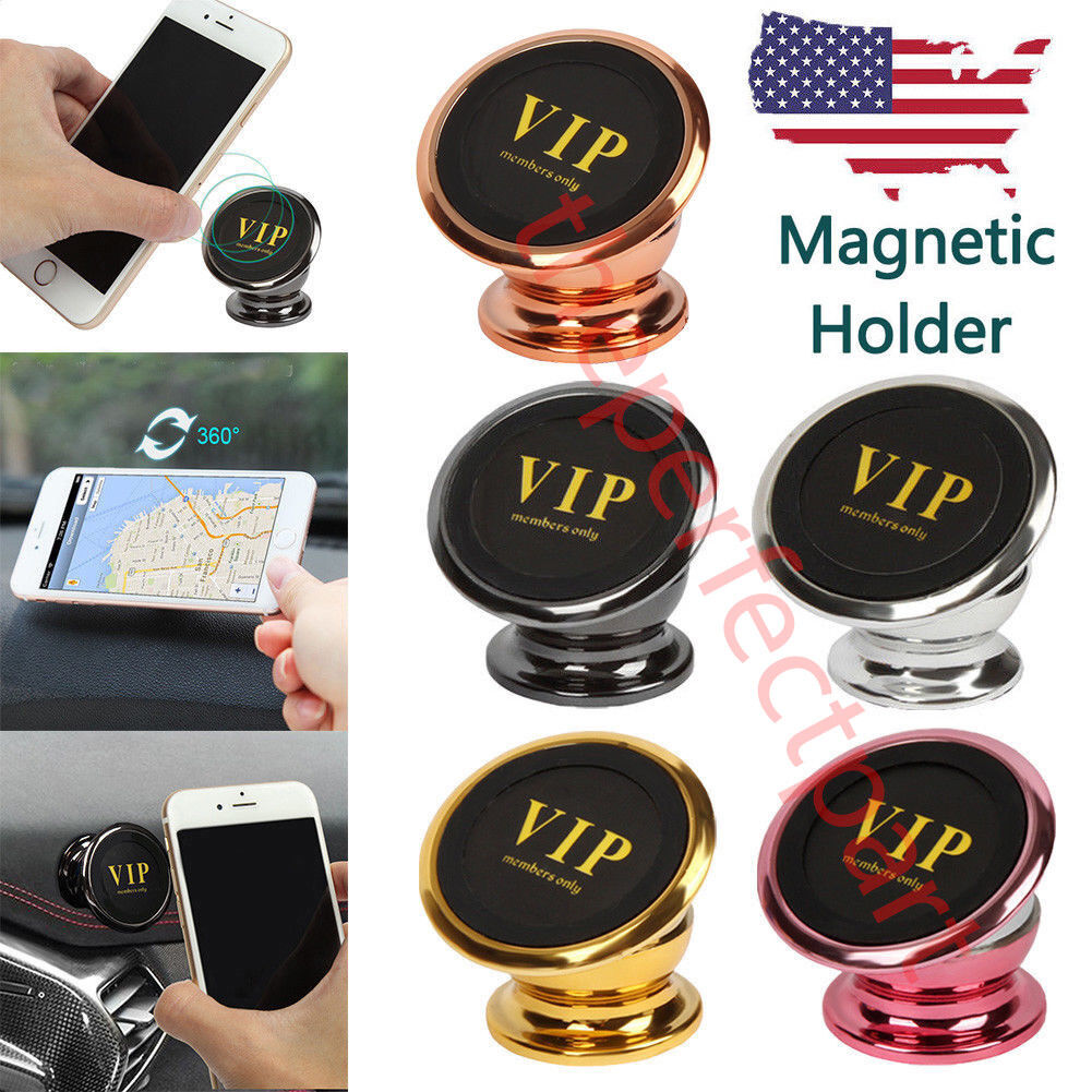 360 Degree Magnetic Car Dash Mount Holder for smartphones and tablets, showcasing its sleek design and strong magnetic grip.