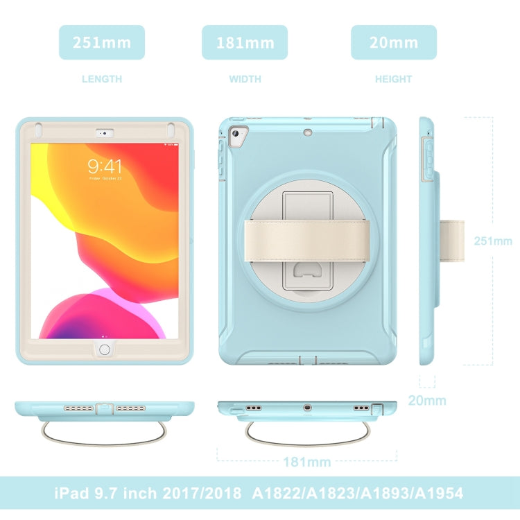 360 Degree Rotation PC and TPU Tablet Case for iPad 9.7, showcasing its protective features and design.