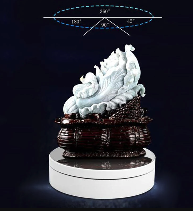 360° Electric Motorized Rotating Display Stand showcasing jewelry with adjustable speed and angles.