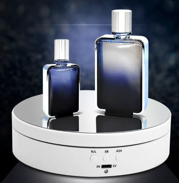 360° Electric Motorized Rotating Display Stand showcasing jewelry with adjustable speed and angles.