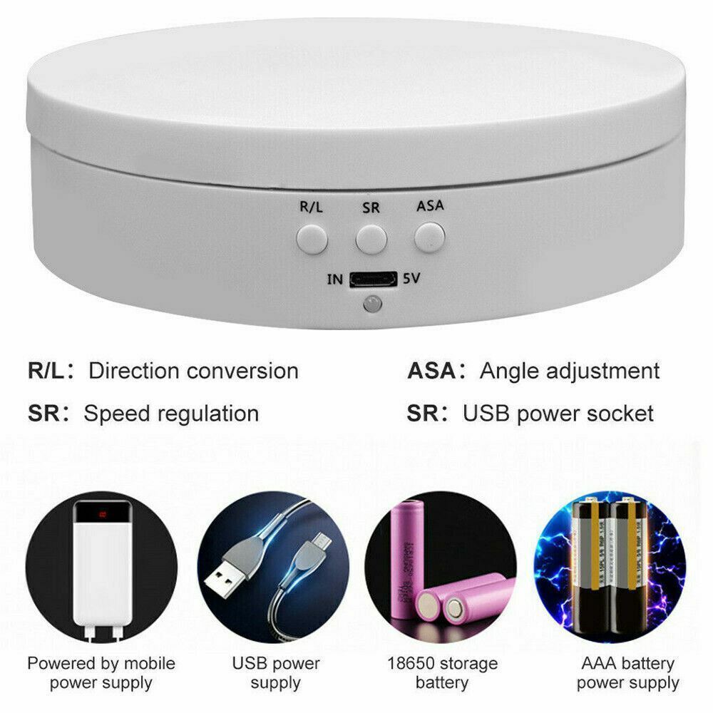 360° Electric Motorized Rotating Display Stand showcasing jewelry with adjustable speed and angles.