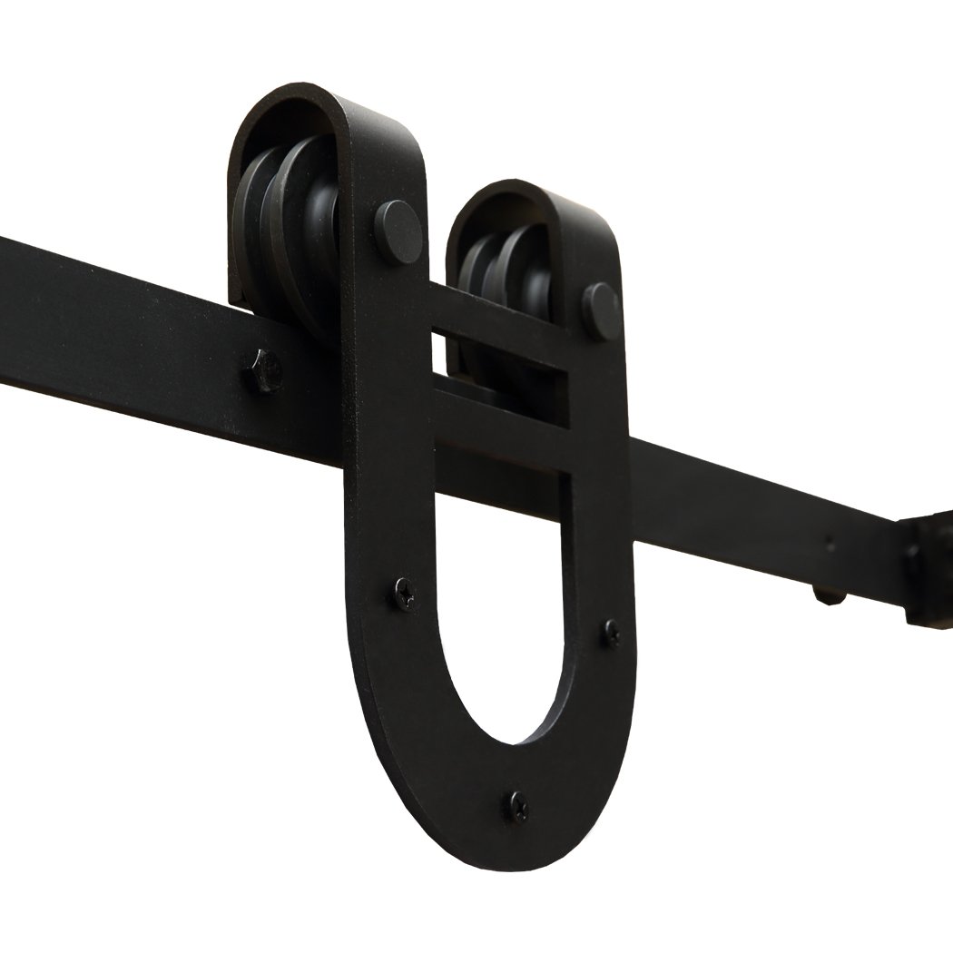 3.66M Antique Classic Style Single Sliding Barn Door Hardware Track featuring black powder-coated finish and smooth sliding mechanism.