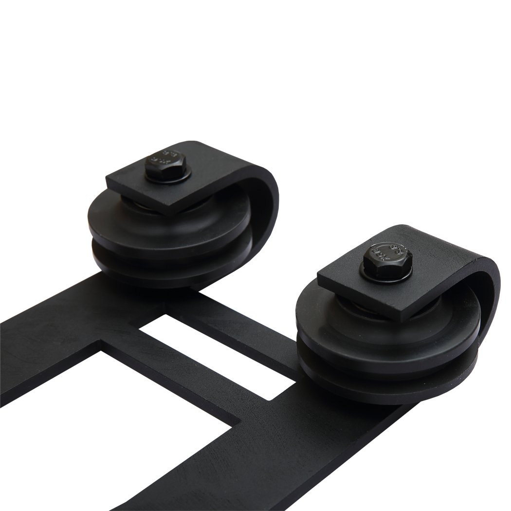 3.66M Antique Classic Style Single Sliding Barn Door Hardware Track featuring black powder-coated finish and smooth sliding mechanism.