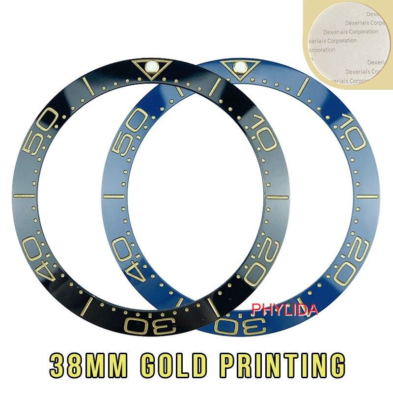 38mm Black Blue Ceramic Bezel Insert designed for SKX007 and SKX009 watches, showcasing a stylish black and blue color scheme.