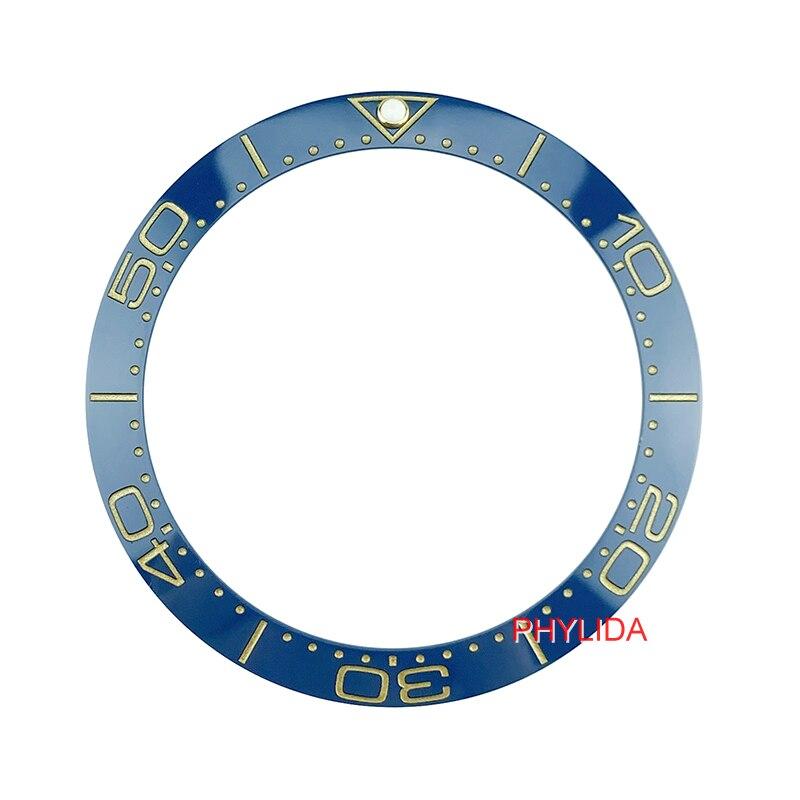 38mm Black Blue Ceramic Bezel Insert designed for SKX007 and SKX009 watches, showcasing a stylish black and blue color scheme.