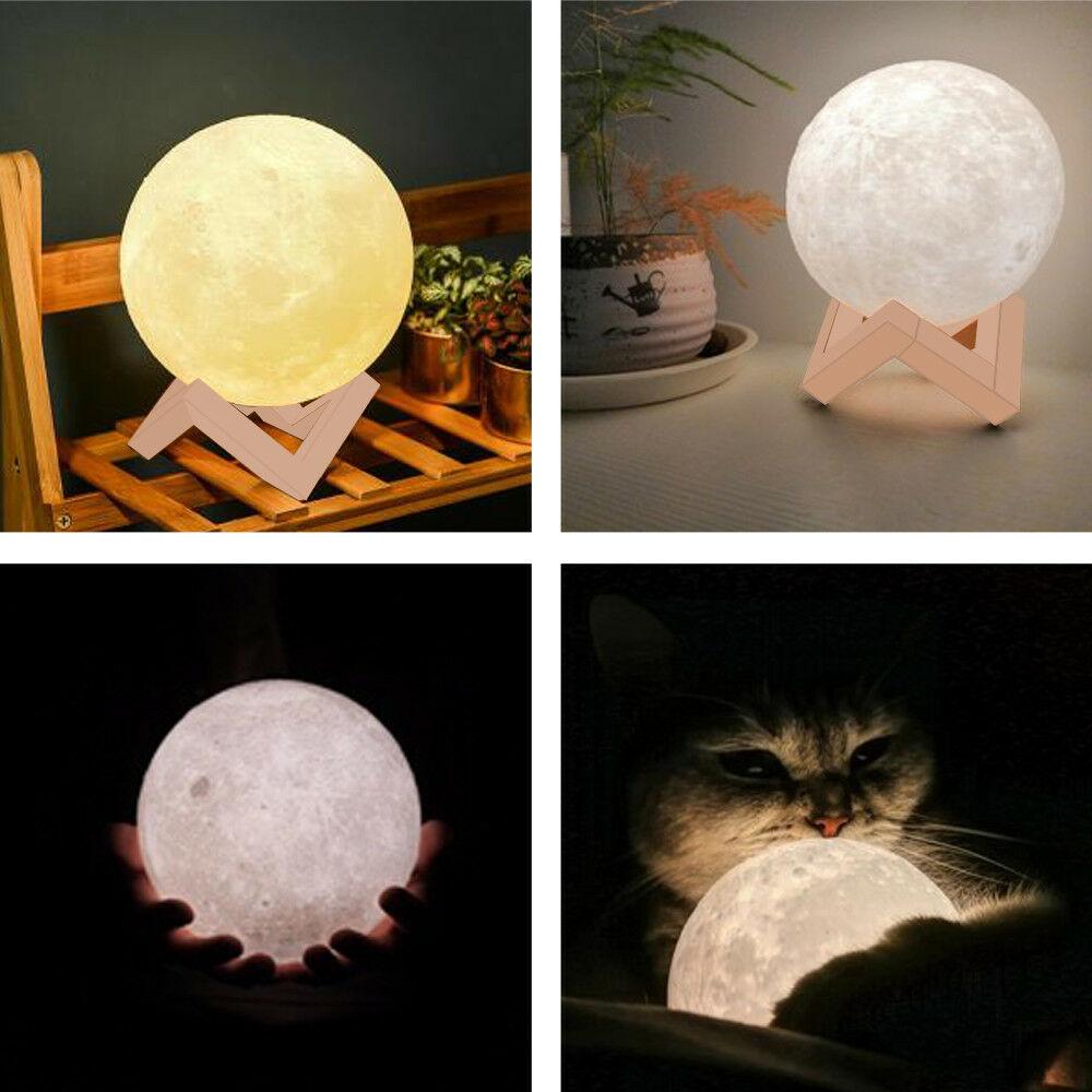 3D Magical Moon Lamp with USB LED Night Light, showcasing realistic moon texture and touch sensor control.