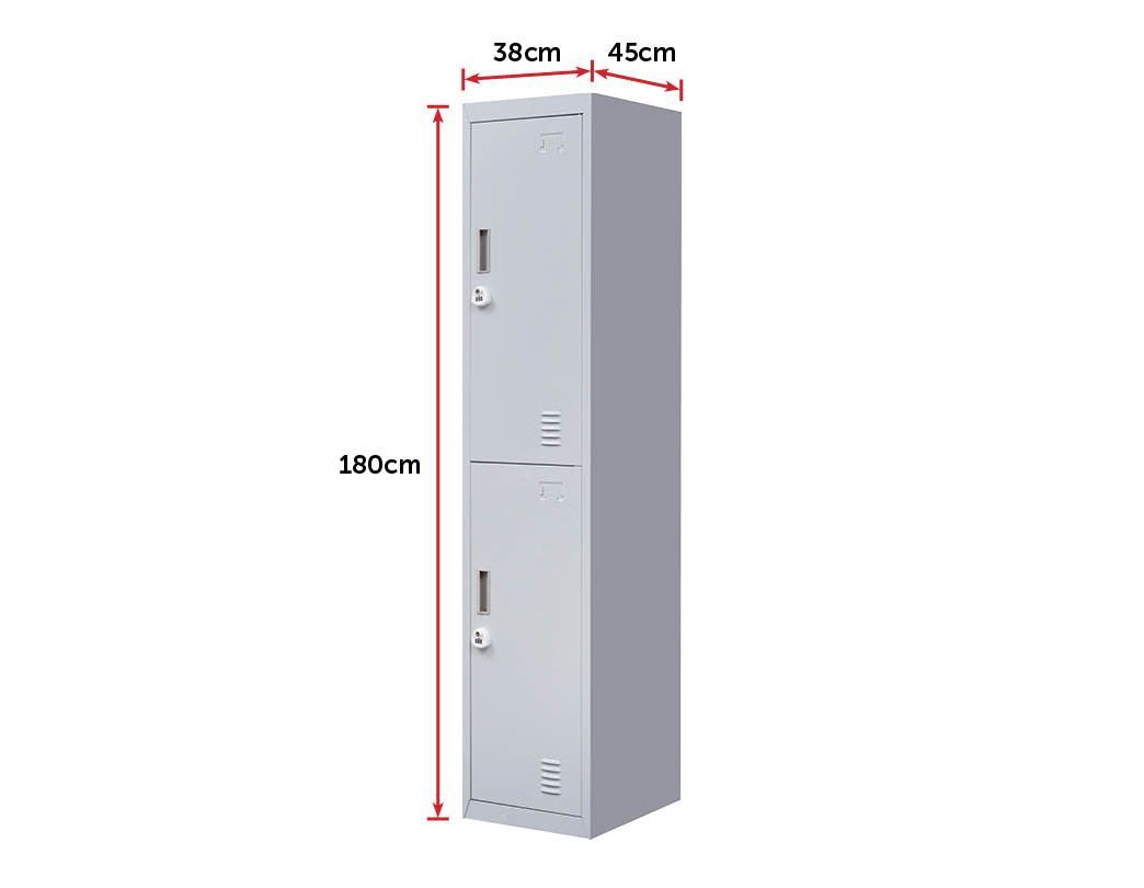 A grey 3-Digit Combination Lock 2-Door Vertical Locker, showcasing its sturdy steel construction and secure locking mechanism.