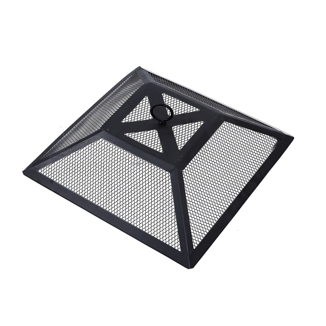 3IN1 Fire Pit BBQ Grill featuring a sleek black design, safety mesh cover, and ample grilling space, perfect for outdoor gatherings.