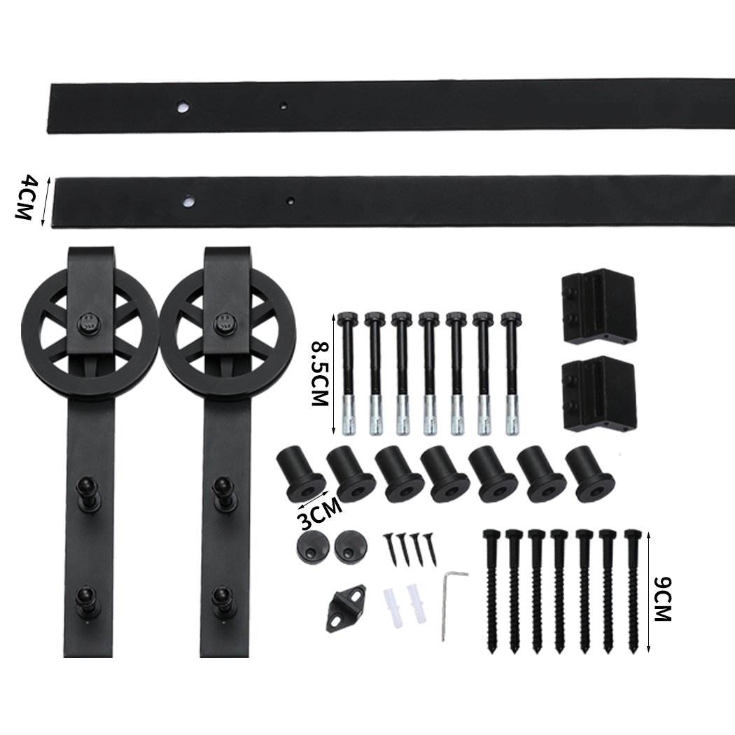 3M Antique Classic Style Single Sliding Barn Door Hardware Track featuring heavy-duty carbon steel construction and smooth nylon wheels.