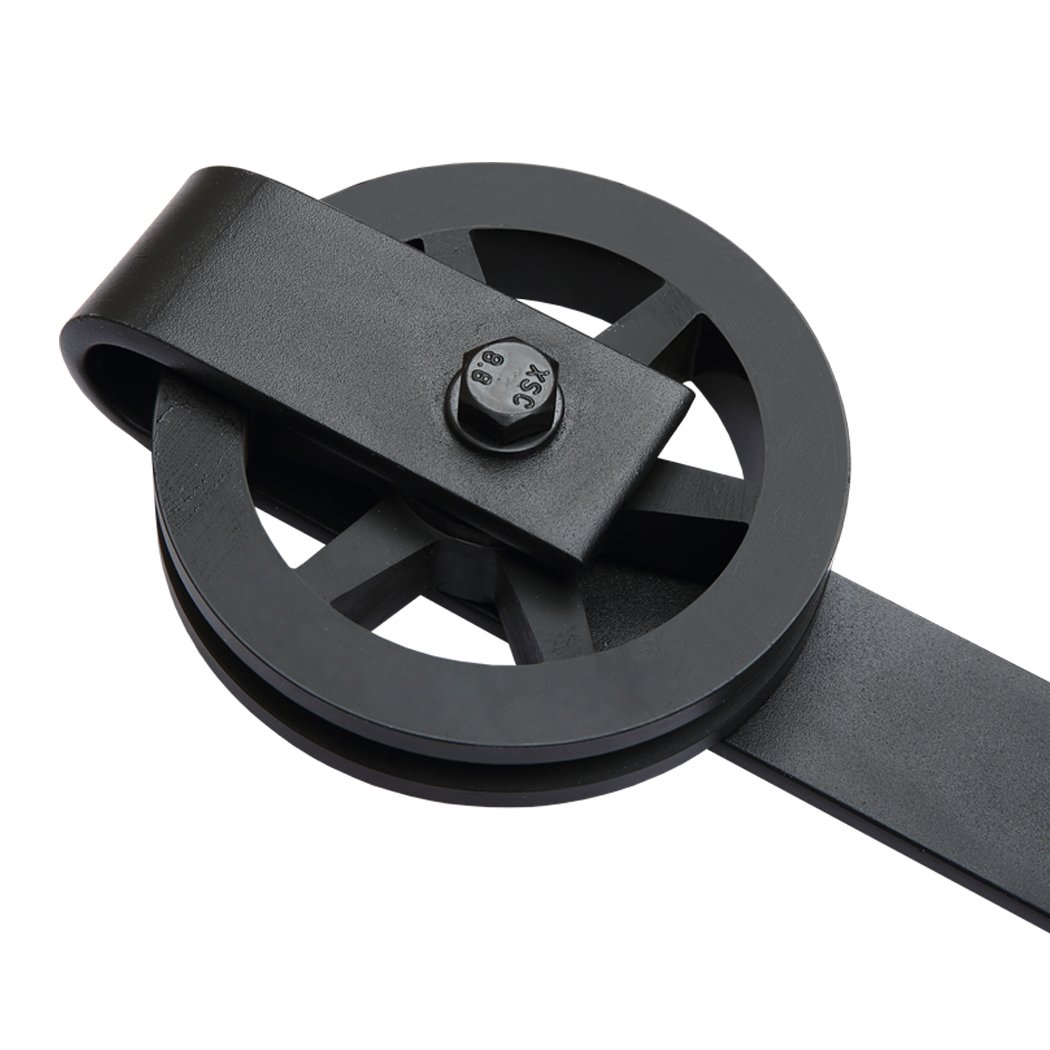 3M Antique Classic Style Single Sliding Barn Door Hardware Track featuring heavy-duty carbon steel construction and smooth nylon wheels.