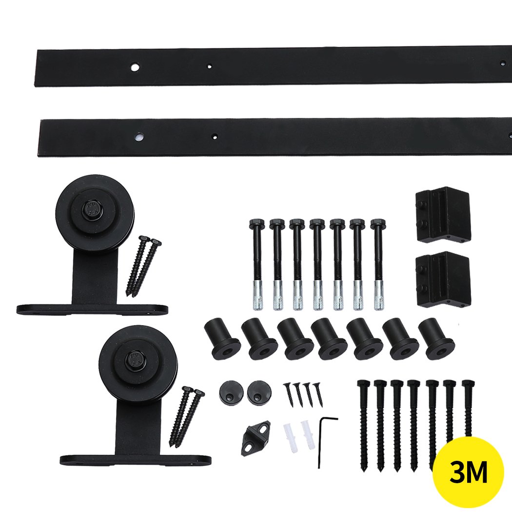 3M Antique Classic Style Single Sliding Barn Door Hardware Track featuring heavy-duty carbon steel construction and minimalist design.