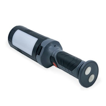 3-Panel Rechargeable COB LED Work Light with adjustable panels and USB charging cable, available in red, blue, and gray.