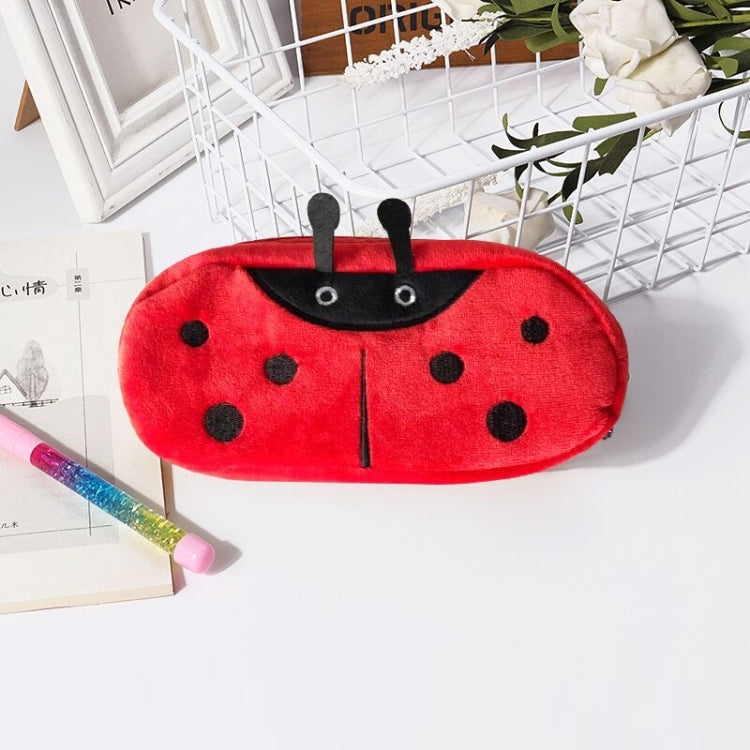 Three adorable plush pencil bags featuring cute animal designs, perfect for children's stationery storage.