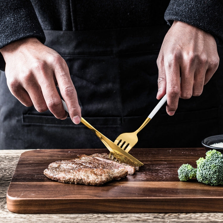 3pcs Stainless Steel Glossy Mirror Flatware Gift Set featuring a fork, spoon, and knife/chopsticks with a shiny finish.