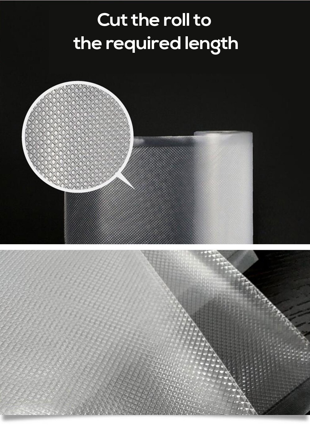 Three rolls of heavy-duty vacuum food sealer bags, showcasing their thickness and multi-layer construction for optimal food preservation.