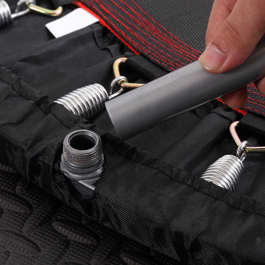 A 40-inch foldable fitness trampoline with a handrail, designed for cardio workouts and weight loss, featuring a sturdy construction and adjustable height.