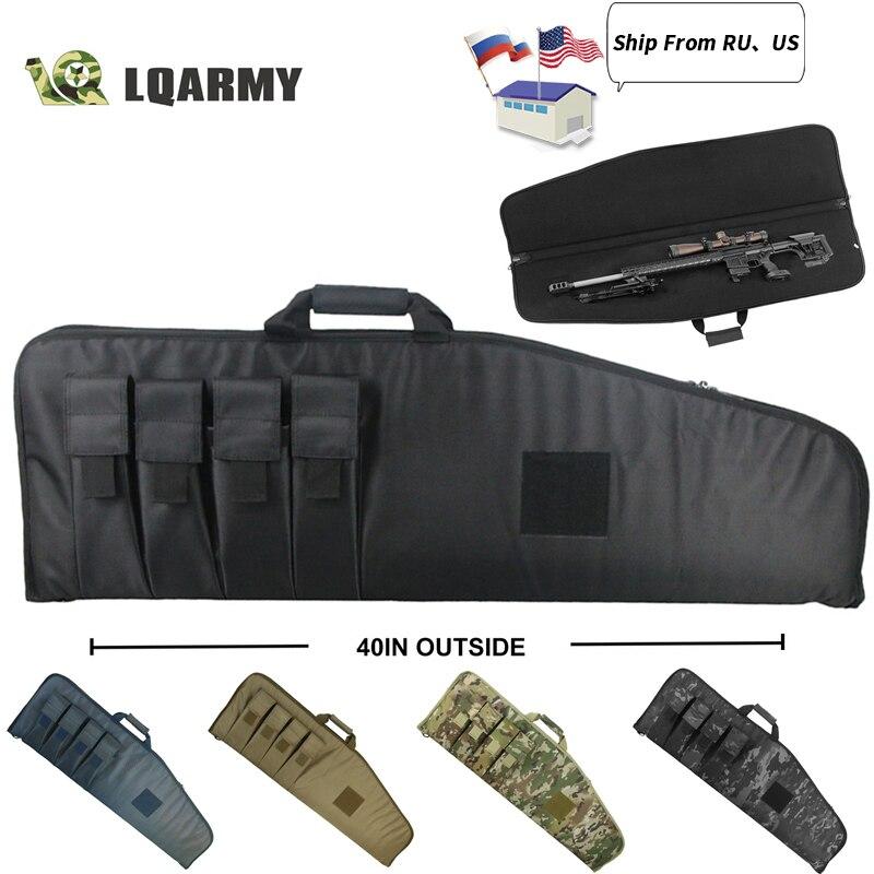 40 inch military tactical bag with gun holster, designed for hunting and airsoft, made of durable polyester material.