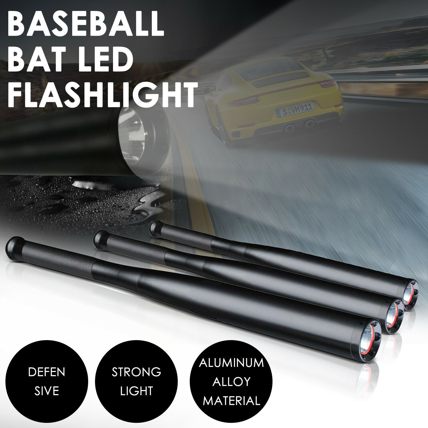 41cm Baseball Bat LED Flashlight with bright light and durable design, ideal for emergencies and outdoor activities.
