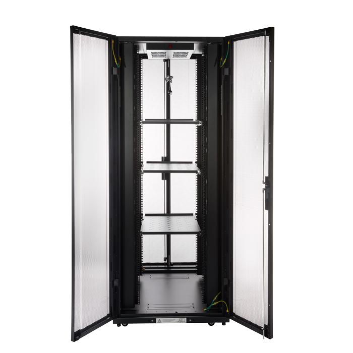 42RU Premium Server Rack with Bi-Fold Mesh Doors, 800mm Wide x 1070mm Deep, showcasing heavy-duty construction and cable management features.