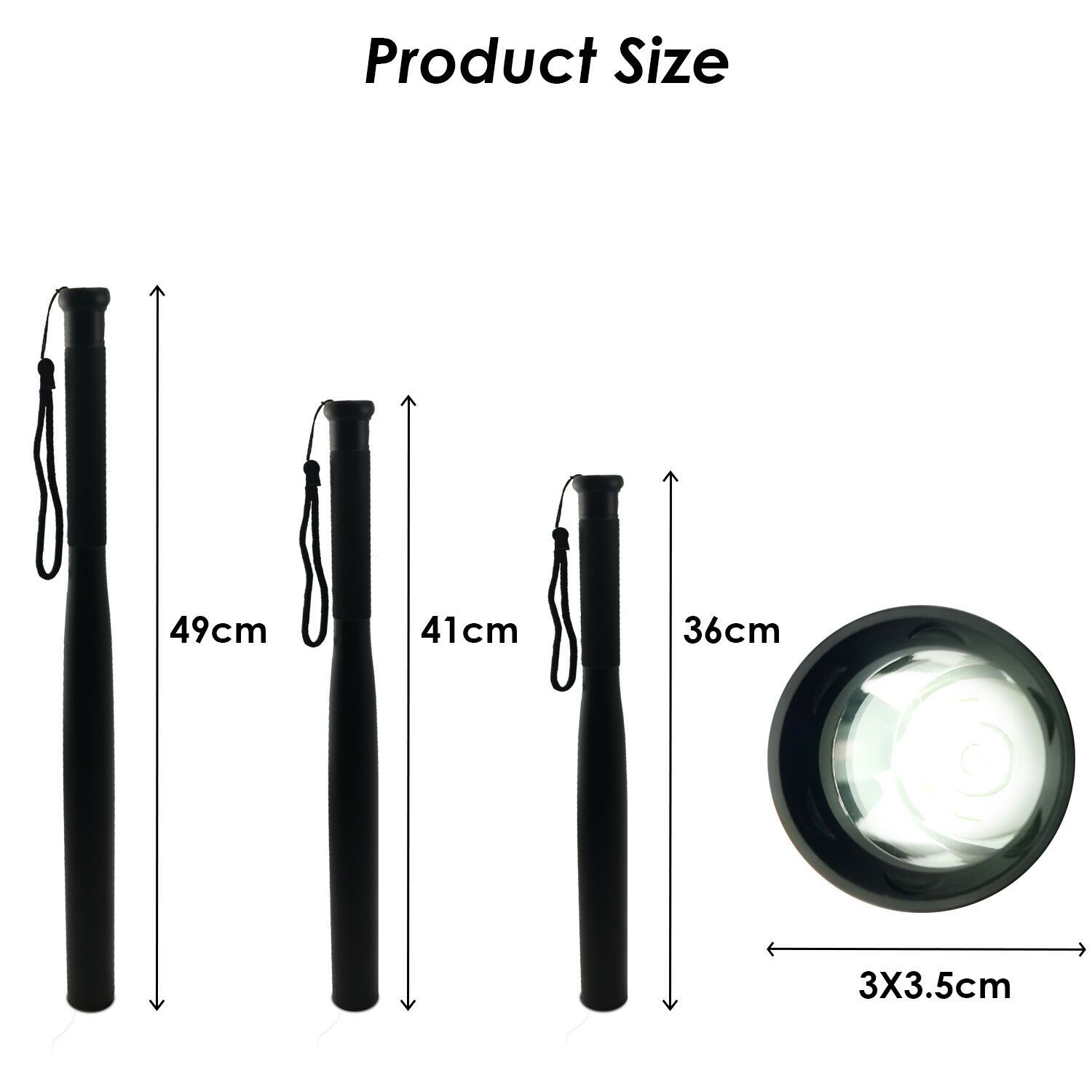 A 49cm Baseball Bat LED Flashlight showcasing its durable aluminum alloy body and bright LED light, ideal for emergencies and outdoor activities.