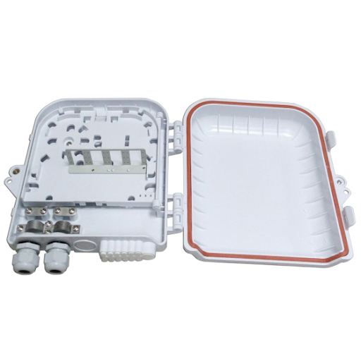 4C | 12 Cores Outdoor Wall Mount Fibre Optic Termination Box with multiple ports and weather-resistant design.