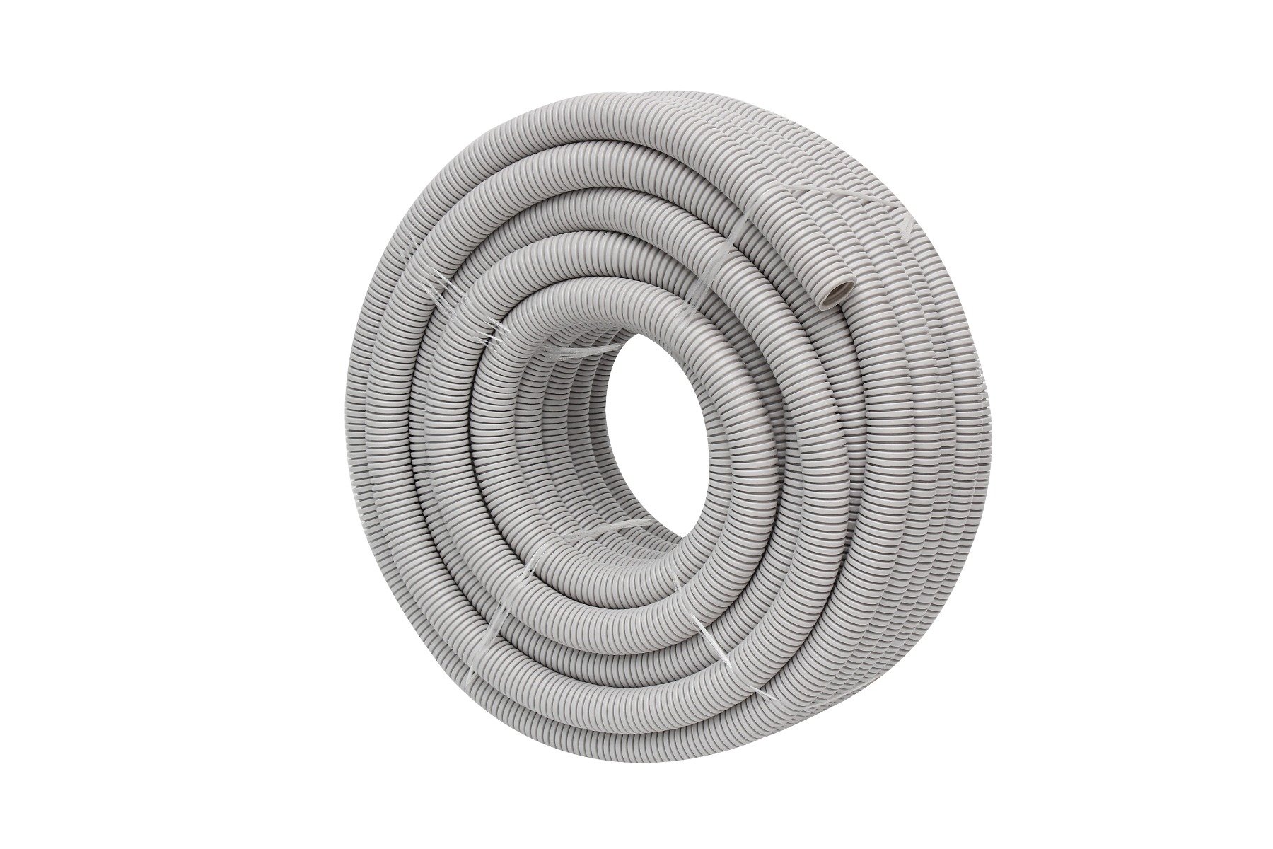 4C 50mm Corrugated Conduit in grey color, 25 meters long, made from durable PVC material, ideal for electrical cabling and solar installations.