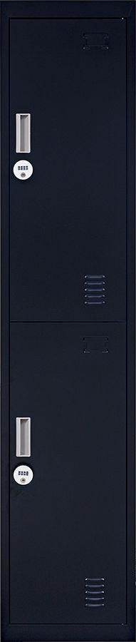 4-Digit Combination Lock 2-Door Vertical Locker in black, showcasing its sturdy steel construction and combination lock feature.