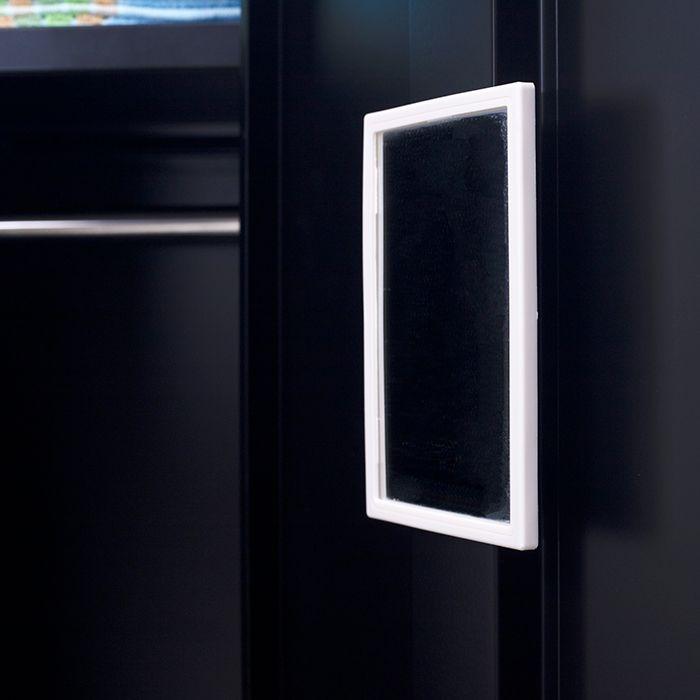 4-Digit Combination Lock 2-Door Vertical Locker in black, showcasing its sturdy steel construction and combination lock feature.