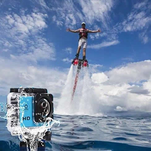 4K Waterproof All Digital UHD WiFi Camera with RF remote and accessories, showcasing its compact design and rugged features for outdoor adventures.