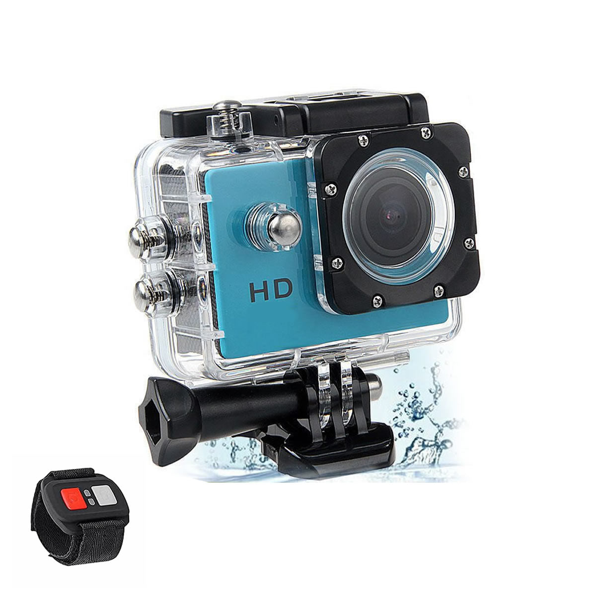4K Waterproof All Digital UHD WiFi Camera with RF remote and accessories, showcasing its compact design and rugged features for outdoor adventures.