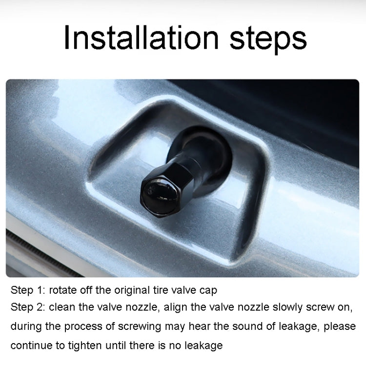 Set of 4 zinc alloy car tire labeling valve covers with resin crystal finish, designed for durability and style.