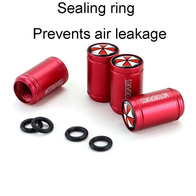 Set of 4 Umbrella Metal Tire Valve Caps in aluminum alloy, showcasing a frosted surface design for style and functionality.